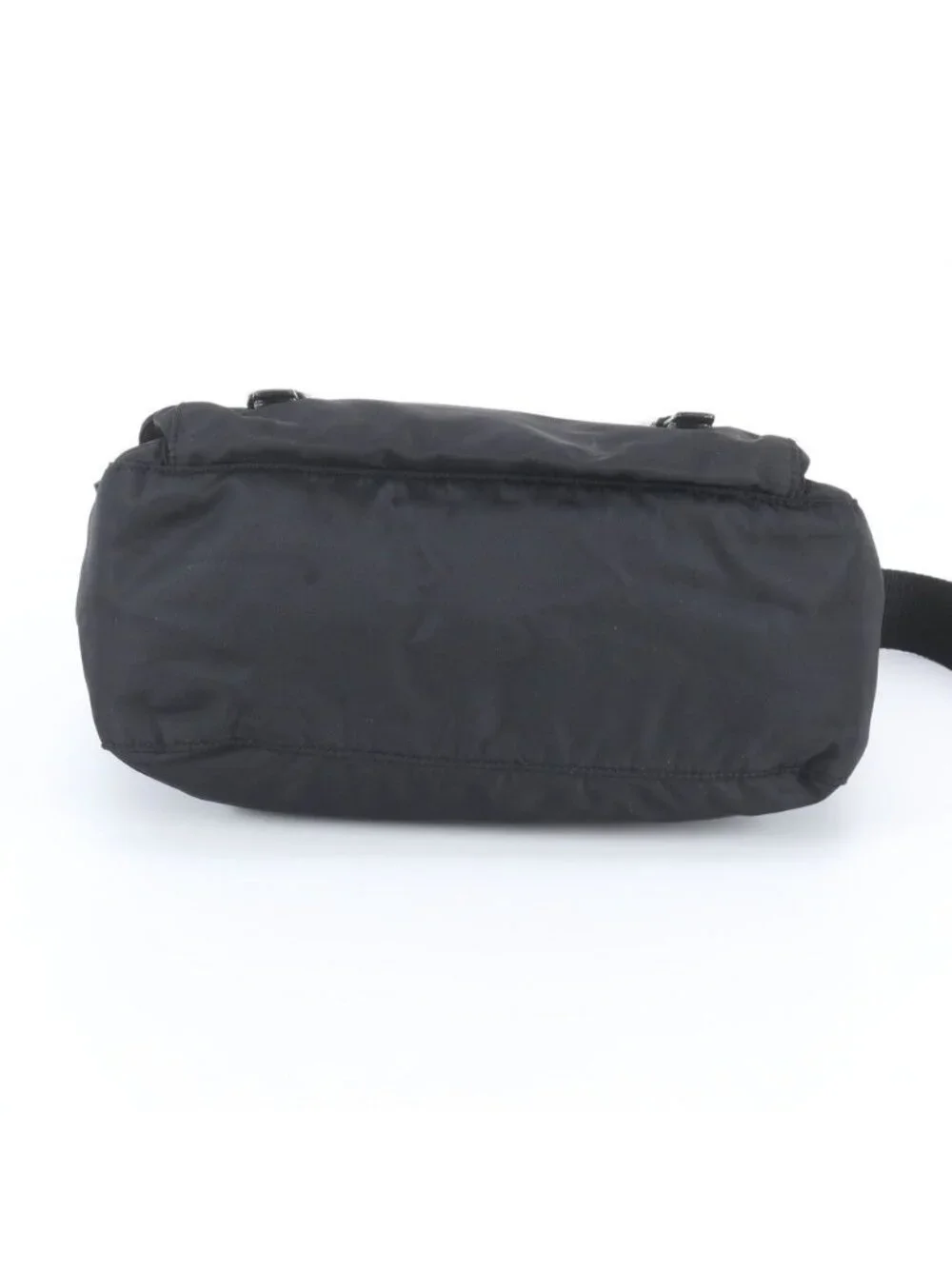 Prada Tessuto Nylon Triangle Logo Leather Shoulder Bag Crossbody Messenger Black